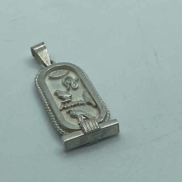 VTG 1960’s Silver Egyptian Ankh Cartouche Pendant 1.6” - Picture 3 of 6